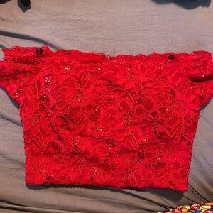 B Darlin red fitted crop top